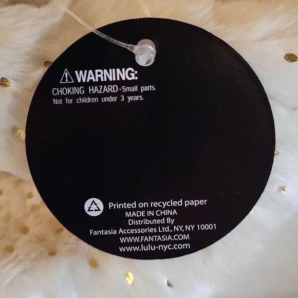 NEW LuLu Cowl Neck Scarf Faux Fur Soft Warm Cozy Ivory with gold flecks 15 in - Picture 7 of 9